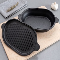 Marmite en fonte pré-culottée à double usage 2-en-1 multifonction pour la cuisson et le braisage