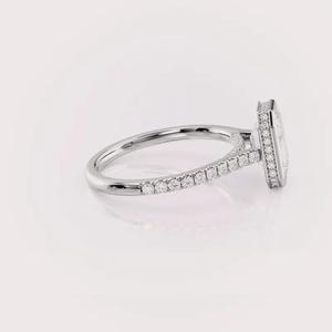 IGI Certified Emerald Cut Lab Grown Diamond Bezel Set Engagement & Wedding Ring with Pave Band in <b>Solid</b> 925 Sterling <b>Silver</b> - Product Image 5
