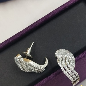 Fashionable Elegant Women Earrings with Zircon Stone Engagement <b>Wedding</b> Party <b>Accessories</b> Silver Plated Brass for Gifts - Product Image 1