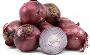 Oignons rouges à peau violette cultivés en gros, fraîchement récoltés, oignons rouges ronds et plats, légumes de ferme - Product Image 2