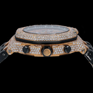 Montre en diamant Moissanite VVS entièrement glacée Bracelet en silicone Japon Affichage automatique à cadran analogique Résistant à l'eau Hip Hop Business - Product Image 3