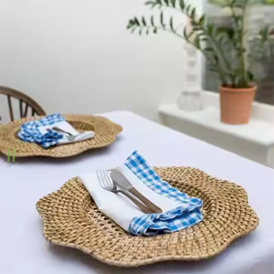 Wicker Scalloped Charger <b>Plate</b> Boho Rattan Charger <b>Plates</b> for Table Decoration Handmade Placemat From Vietnam - Product Image 2