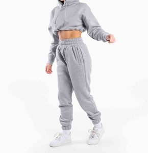 Embroidery & Lace Logo Regular Fit Zip <b>Tracksuit</b> Women 100% Cotton Fleece Contrast <b>Stitch</b> Hip Hop Style Winter Sweatsuit - Product Image 5
