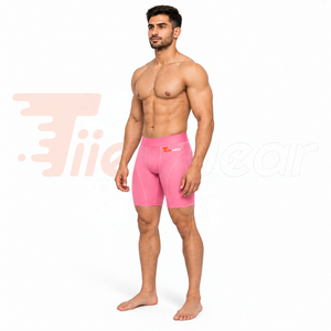 <b>Men's</b> Pink Compression <b>Shorts</b> Mid Waist Breathable Spandex Nylon Athletic <b>Base</b> <b>Layer</b> Casual Fit Compression <b>Shorts</b> for <b>Men</b> - Product Image 2