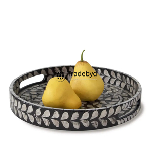 Bandeja con incrustaciones de fregona hecha a mano Tradebyd, bandeja decorativa elegante para mesa de comedor y servicio de café - Product Image 3