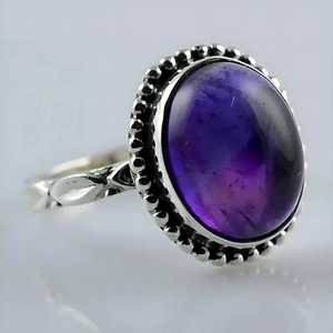 Navya Craft Boho <b>Statement</b> <b>Ring</b> for Women Handmade 925 Sterling <b>Silver</b> Amethyst Natural Stone Size 4 14 Everyday Wear Jewelry - Product Image 2