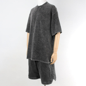 Ensemble de survêtement d'été 2 pièces pour hommes personnalisés lavage à l'acide unisexe imprimé vierge sweat-shirt short grande taille ensemble t-shirt et short pour hommes - Product Image 6