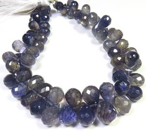 ลูกปัดไอโอไลต์สีน้ำเงินธรรมชาติทรงบริโอเลต ขนาด 8-12 มม. ลูกปัดพลอยไอโอไลต์เจียระไน 9 นิ้ว/เส้น ลูกปัดพลอยไอโอไลต์ทรงหยดน้ำ ราคาโรงงาน DIY - Product Image 3