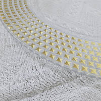 Assiettes de présentation en plastique transparent de 13 pouces avec bord doré personnalisé, réutilisables, robustes, pour événements, dîners, mariages et banquets