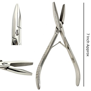 Pinza para Extensiones de Cabello GEMSTONE ENTERPRISES, Plateada, 7 Pulgadas, Boca Plana, Acero Inoxidable, Duradera y Reutilizable, para Micro Anillos - Product Image 1