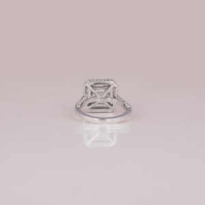 Bague de fiançailles en or massif 14 carats conçue sur mesure, diamant de laboratoire taillé Asscher avec halo à deux côtés, plaqué or à la mode, certifiée - Product Image 3