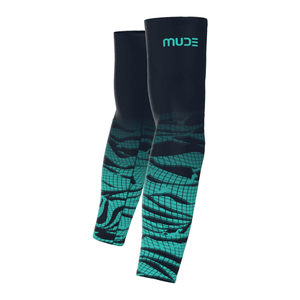 Manchons de bras DUNE bleu marine - Manchettes anti-UV en spandex imprimées à chaud pour le cyclisme - Product Image 1