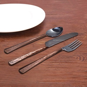 Ensemble de couverts en métal argenté de 5 pièces avec poignée plaquée cuivre pour la maison et le restaurant ensembles de couverts de vaisselle de table - Product Image 5