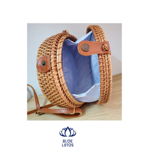 Bolsa de playa de ratán Vali Circle Vintage marrón hecho a mano moderno personalizado patrón Simple flor mujer llevar - Product Image 5