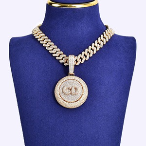 <b>Top</b> Trending VVS Moissanite Diamond Iced Out Hip Hop Pendant Necklace With Gold Plated 925 Silver with Round Design Jewelry - Product Image 1