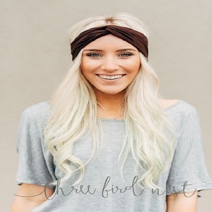 ที่คาดผมแฟชั่นสีกรมท่าแบบยืดได้สำหรับผู้หญิงเดรสขนาดใหญ่พิเศษห่อผมแบบเรียบง่ายด้วยผ้าคอตตอน - Product Image 3