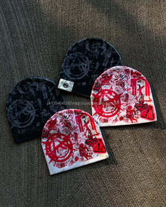 Gorro de punto de Jacquard con estampado de letras, gorro de invierno personalizado para hombre y mujer, gorro de punto con logotipo de Jacquard cálido, gorro de calavera - Product Image 6