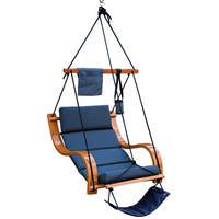 Chaise longue suspendue de luxe pour patio et jardin, avec porte-gobelet et repose-pieds
