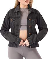 Veste en jean tricotée pour femme, noire, style élégant, respirante, coupe-vent, décontractée, look saisonnier, personnalisable