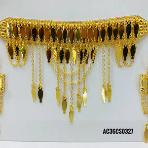 ชุดเครื่องประดับแฟชั่นสไตล์ใหม่แบบเรียบง่ายพร้อมต่างหูชุดเครื่องประดับอาหรับชุบทองสำหรับผู้หญิง - Product Image 1