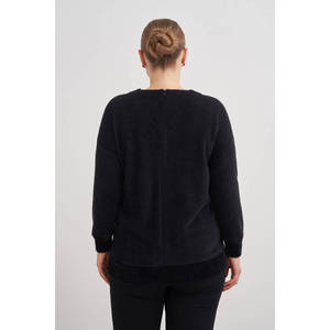 เสื้อคลุมไหมพรมสีดำแบบเรียบง่าย - Product Image 6