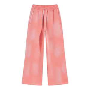 Pantalones de chándal anchos de hombre OEM de tela gruesa estilo urbano con cintura elástica, bordado personalizado, efecto desgastado por el sol, corte recto y lavado frontal. - Product Image 4