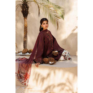 Ensemble IZNIK-3PC style bohème : chemise brodée en tissu lawn, dupatta imprimé en soie et pantalon pour le printemps/été BIC-057 - Product Image 4