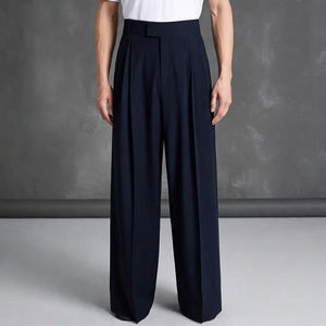 Pantalon large plissé droit pour homme – Vente en gros OEM/ODM – Pantalon décontracté sur mesure – Logo personnalisé – Marque privée – Mélange coton/polyester - Product Image 3