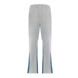 กางเกงสเวตเตอร์ชายขาบานแบบเรียงซ้อนกันน้ำหนักเบาแนวสตรีทสวมใส่เล่นกีฬาดีไซน์เย็บปะติดปะต่อกันมีเปลวไฟหลวมและดูซีด - Product Image 1