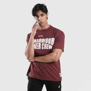เสื้อยืดพาวเวอร์ครูว์ สีแดงเลือดหมู ผ้าเจอร์ซีย์น้ำหนักเบา ทรงเข้ารูป สกรีนลายปักแบบกำหนดเอง พร้อมโลโก้ปัก - Product Image 1