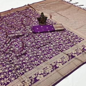 Sari VASTRA COTTAGE de Georgette Khadi Puro con Blusa de Tejido Elegante, Borde Exclusivo y Pequeños Motivos, Sari Étnico Ligero - Product Image 6