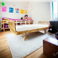 Neugeborene Fotografie Prop Schlafzimmer Full Size Bambus Wicker Schlaf bett Montessori Boden Kleinkind Bett rahmen Rattan und Bambus Krippe