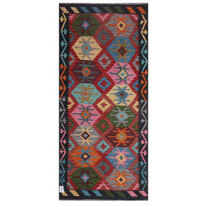 Alfombra Kilim de Maimana, Afganistán, 206 x 95 cm, Alfombras y Juegos de Alfombras - Product Image 1