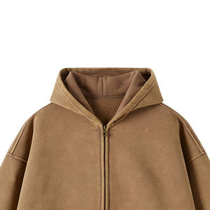 Sweat-shirts décontractés surdimensionnés pour femmes et hommes, en coton ultra-lourd, ample, court, moderne, délavé, avec fermeture éclair, impression personnalisée pour l'hiver - Product Image 2