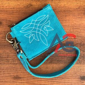 Genuine Suede <b>Leather</b> Coin Purse Boot Stich <b>Wallet</b> Purse <b>Small</b> New Arrival Fashionable Hot Sale Wristlet Unisex Coin Purse - Product Image 1