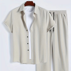 Ensemble de survêtement décontracté léger et respirant pour homme, deux pièces, logo personnalisé, survêtement élégant pour homme, deux pièces, été - Product Image 1