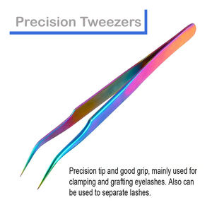 Juego de pinzas para extensión de pestañas de acero inoxidable al por mayor de alta calidad coloridas con puntas de fibra para un agarre perfecto y precisión - Product Image 6