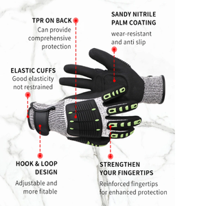 TPR petrol sahası inşaat endüstriyel kesim dayanıklı koruma guantes de impacto emniyet mekanik çalışma darbe eldiven - Product Image 2