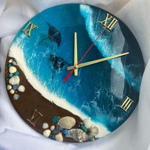 Horloge murale en résine époxy ECO Résine époxy Salon meilleur qulatiye Meubles Décoration intérieure Horloge murale personnalisée meilleur - Product Image 5