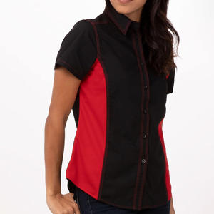 Camisas de trabajo de manga corta para mujer personalizadas, blusas de uniforme con logotipo bordado, ropa de oficina corporativa, proveedor de camisas de negocios - Product Image 3