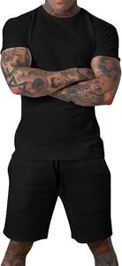 Survêtement de sport d'été 2 pièces personnalisé pour hommes survêtements unis et unis vente en gros ensemble court écologique - Product Image 4