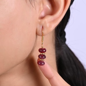 Handmade Light Amethyst Gemstone Drop <b>Earrings</b> with Gold Spacer Beads <b>Earring</b>, Findings & Gold Plated Hook Dangles <b>Earring</b> - Product Image 3