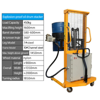 460kg 1.6m élévateur de tambour à huile semi-électrique empileur de tambour à huile hydraulique empileur de palettes avec Offre Spéciale d'angle de retournement de 360 °