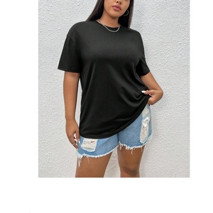 Camiseta Casual de Verano para Mujer, Talla Grande, Cuello Redondo, Manga Corta, Transpirable, Ecológica, de Algodón Estampado, con Logotipo Personalizado - Product Image 4