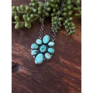 Navajo Handmade Fashion <b>Layered</b> <b>Necklace</b> Mixed Turquoise & Sterling <b>Silver</b> Cluster - Product Image 4
