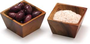 Bols carrés en bois d'acacia pour saler ou servir, 3 po x 3 po x 2-1/2 po, lot de 2 boîtes à épices en bois pour la cuisine - Product Image 5