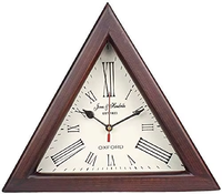 Calvin Handicraft Horloge de table nautique de 12 pouces, à énergie solaire, en forme de triangle doré, design Art Déco, avec verre plat à longue durée de vie