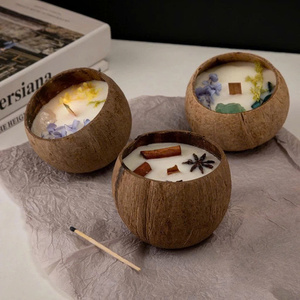 Portavelas de cáscara de coco hecho a mano rústico/cuencos de velas naturales Eco Chic con precio competitivo - Product Image 5