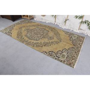 Alfombra turca Vintage tradicional Rectángulo Patchwork Diseño Amarillo Verde Área grande 4,3 X 9.3ft Látex para uso en la habitación del pasillo - Product Image 2