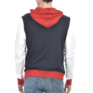 2026 haute qualité hommes brodé polaire sweats à capuche 100% coton classique couleur bloc hiver poche respirant en gros - Product Image 4